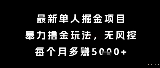 最新单人掘金项目，暴力撸金玩法，无风控，每个月多挣5k+【揭秘】-知一资源网