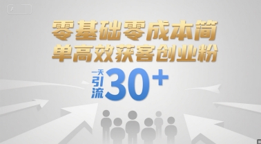零基础零成本简单高效获客创业粉，一天引流30+-知一资源网