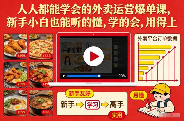 人人都能学会的外卖运营爆单课，新手小白也能听的懂，学的会，用得上-知一资源网