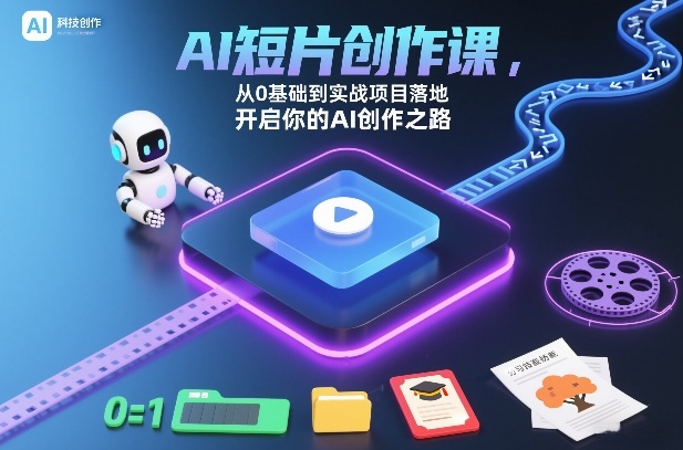 AI短片创作课，从0基础到实战项目落地，开启你的AI创作之路-知一资源网