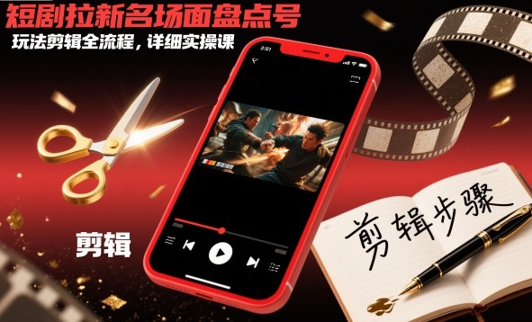 短剧拉新名场面盘点号玩法剪辑全流程，详细实操课-知一资源网