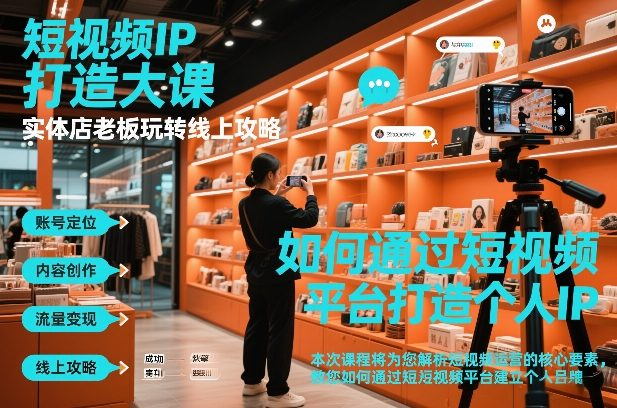 短视频ip打造大课，实体店老板玩转线上攻略-知一资源网