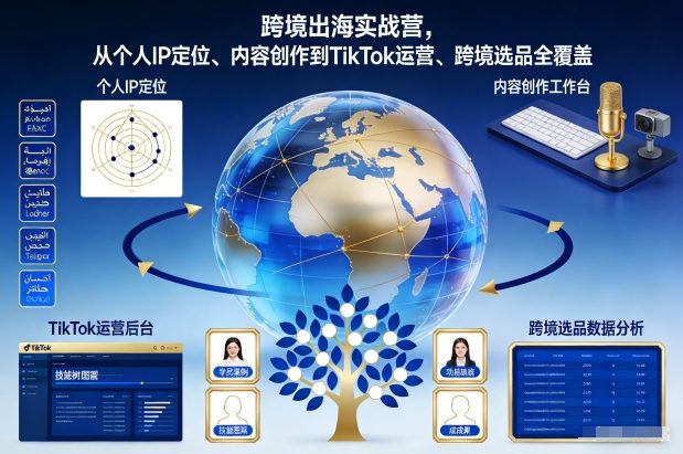 跨境出海实战营，从个人IP定位、内容创作到TikTok运营、跨境选品全覆盖-知一资源网