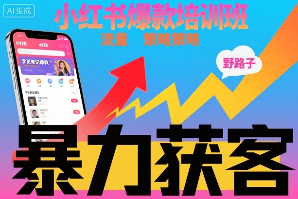 小红书爆款培训班，小红书获客野路子流量打法，暴力持续获客-知一资源网