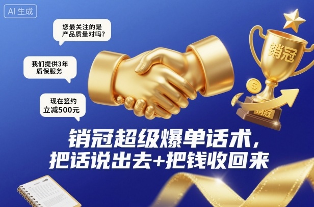 销冠超级爆单话术，把话说出去+把钱收回来-知一资源网