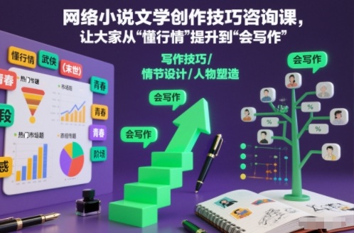 网络小说文学创作技巧咨询课，让大家从“懂行情”提升到”会写作”的高度-知一资源网