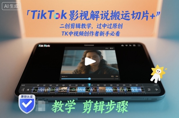 TikTok影视解说搬运切片+二创剪辑教学，过中过原创，TK中视频创作者新手必看-知一资源网