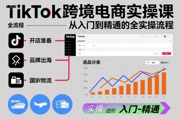 TikTok跨境电商实操课，从入门到精通的全实操流程-知一资源网