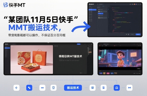 某团队11月5日快手MT搬运技术，带货和影视都可以操作，不保证百分百同框，自测-知一资源网