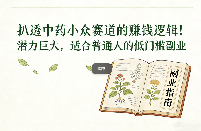 扒透中药小众赛道的賺米逻辑，潜力巨大，适合普通人的低门槛副业-知一资源网