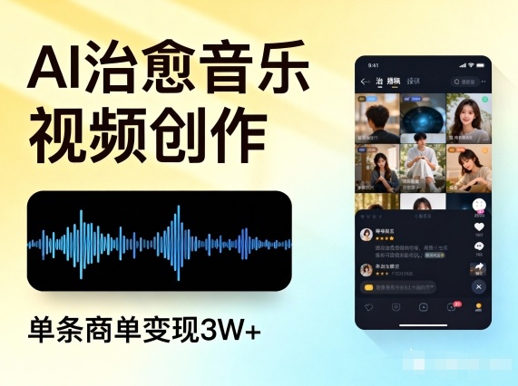 AI做治愈音乐视频，多平台投稿，单条商单变现3W+-知一资源网