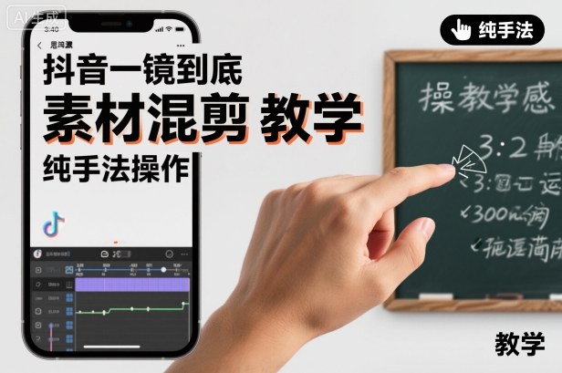 抖音一镜到底素材混剪教学，纯手法操作-知一资源网