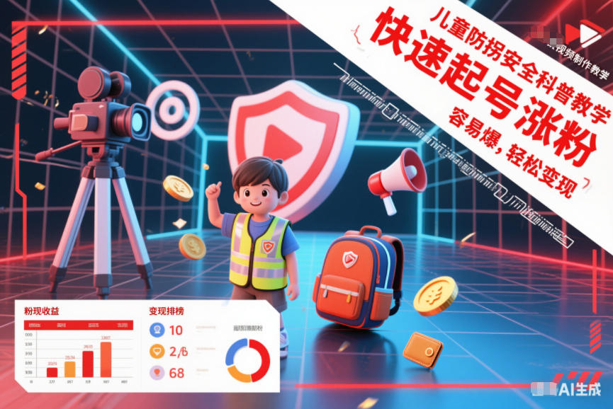 儿童防拐安全科普知识视频制作教学，快速起号涨粉，容易爆，轻松变现-知一资源网