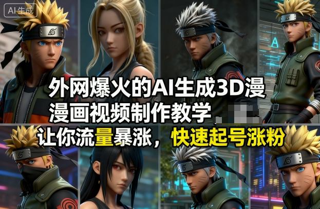 外网爆火的AI生成3D漫画视频制作教学，让你流量暴涨，快速起号涨粉！-知一资源网