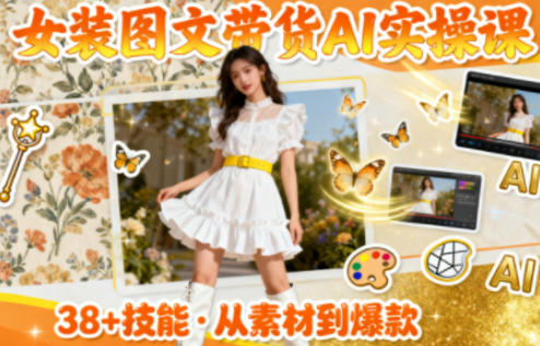 女装图文带货的AI实操课，覆盖38个实用技能，快速提升素材制作效率-知一资源网