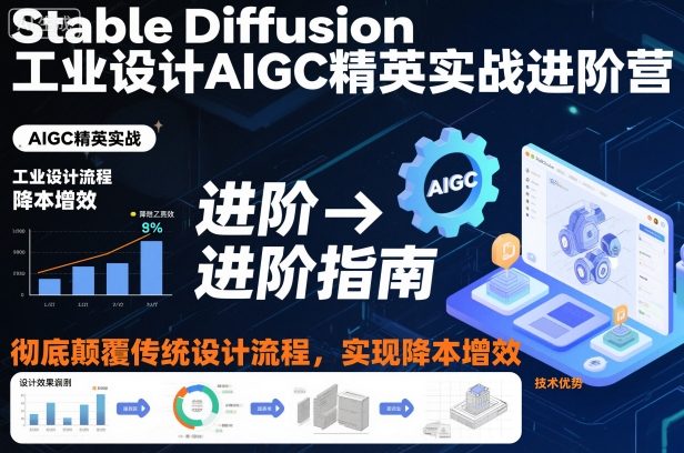 Stable Diffusion工业设计AIGC精英实战进阶营，彻底颠覆传统设计流程，实现降本增效-知一资源网