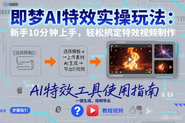 即梦AI特效实操玩法：新手10分钟上手，轻松搞定特效视频制作-知一资源网