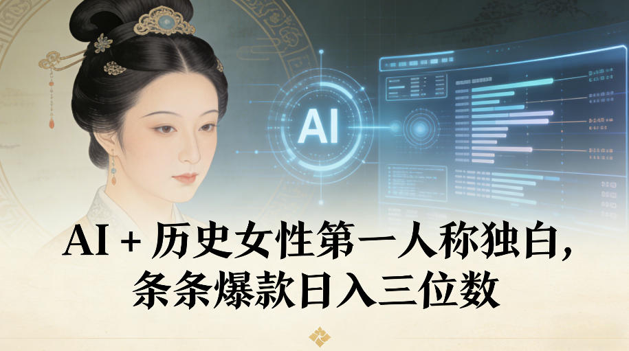 AI+历史女性第一人称独白，条条爆款日入三位数-知一资源网
