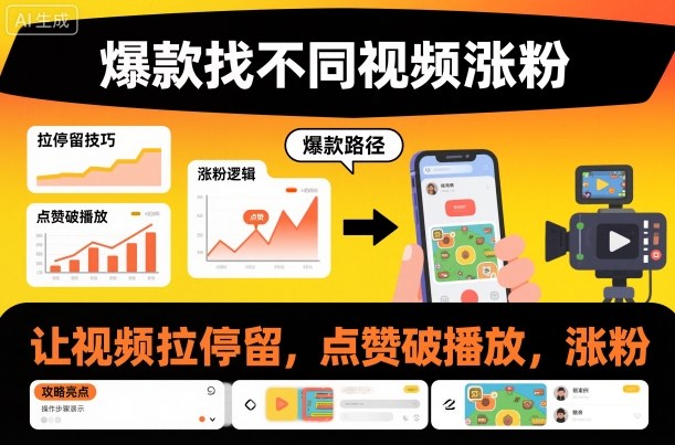 爆款找不同视频涨粉，让视频拉停留，实现点赞，破播放，涨粉-知一资源网