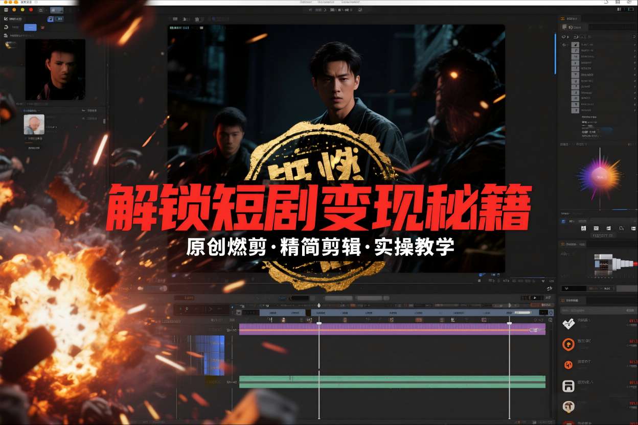 短剧拉新之原创燃剪精简剪辑实操课，解锁短剧变现秘籍-知一资源网