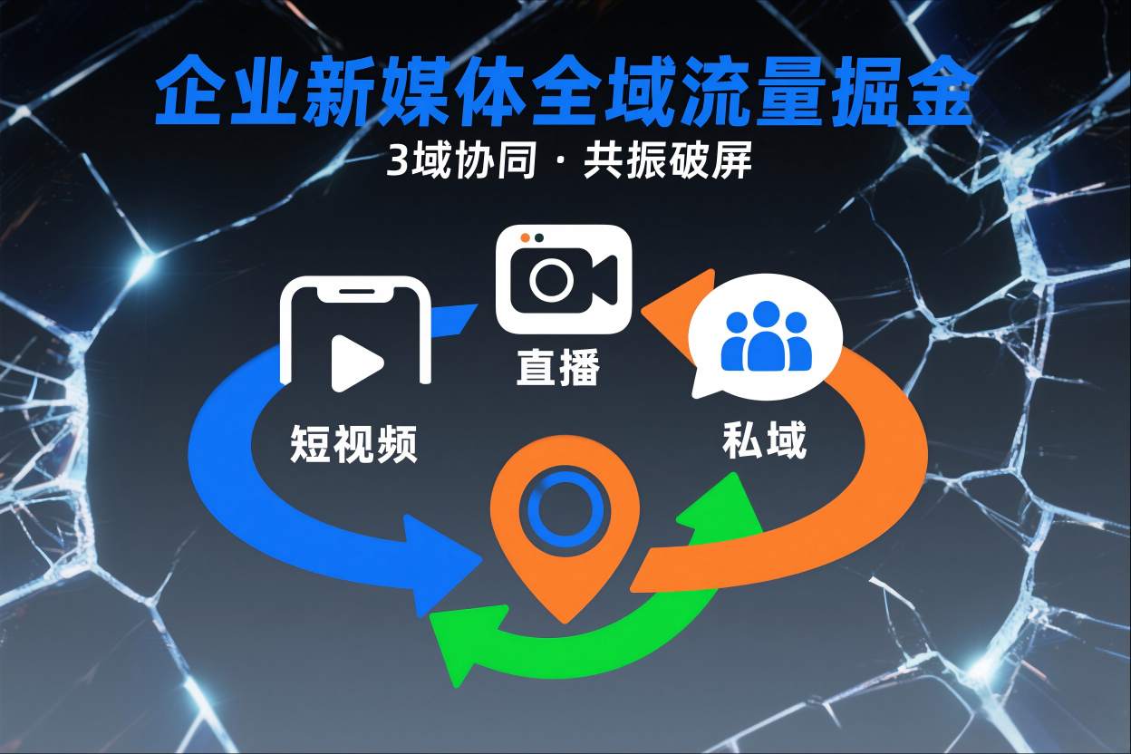 短视频全域商业模式，企业新媒体全域流量掘金，3域协同，共振破屏，短视频-直播-私域-地域-知一资源网