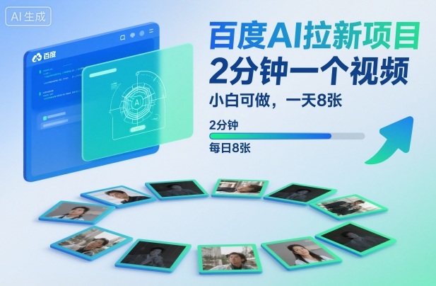 百度AI拉新项目，2分钟一个视频，小白可做，一天8张【附案例+保姆级教程】-知一资源网