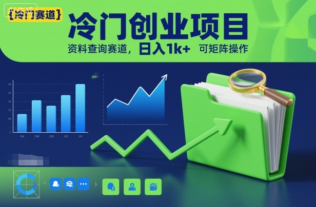 冷门创业项目，资料查询赛道，日入1k+，可矩阵操作-知一资源网