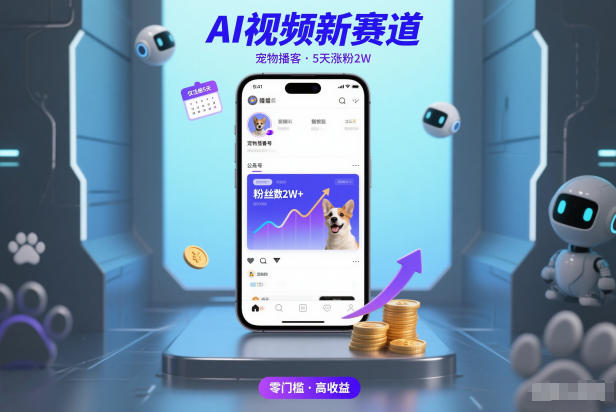 AI视频新赛道，宠物播客仅注册5天涨粉2W，收益非常可观-知一资源网