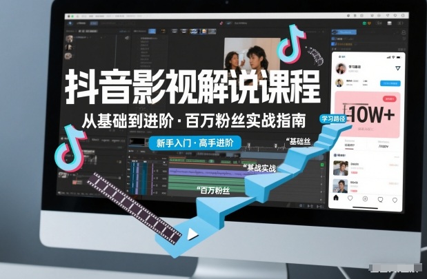 抖音百万粉丝影视解说课程，基础到进阶课，适合新手和进阶学习-知一资源网