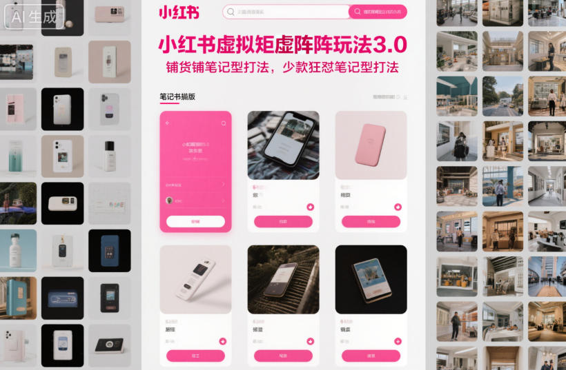 小红书虚拟矩阵玩法3.0，铺货铺笔记型打法，少款狂怼笔记型打法-知一资源网