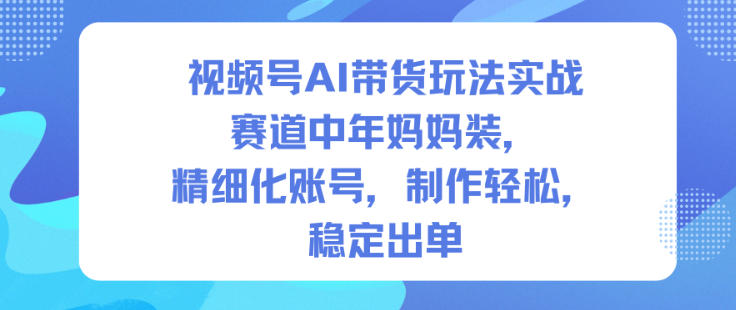 视频号AI带货玩法实战，赛道中年妈妈装，精细化账号，制作轻松，稳定出单-知一资源网