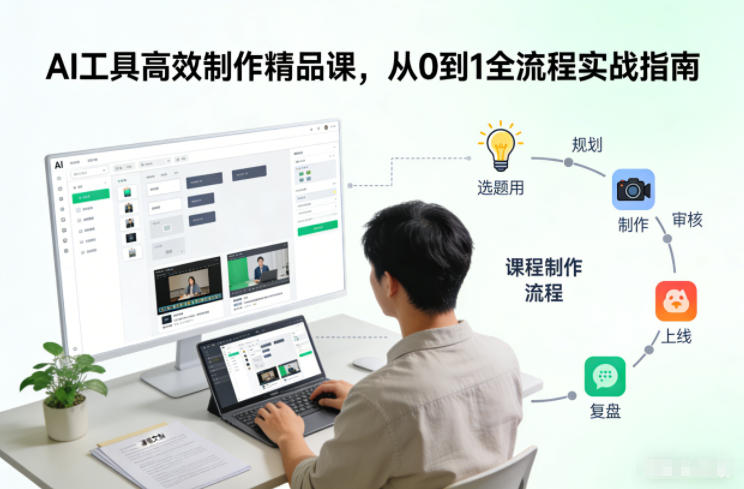 AI工具高效制作精品课，从0到1全流程实战指南-知一资源网