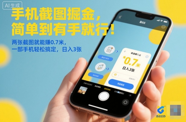 手机截图掘金，简单到有手就行！两张截图就能賺0.7米，一部手机轻松搞定，日入3张【揭秘】-知一资源网