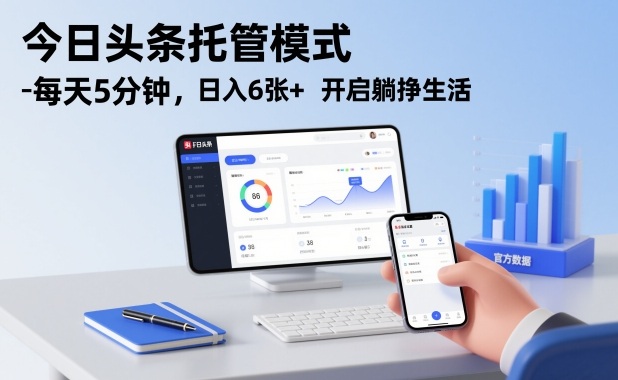 今日头条托管模式，每天5分钟，日入6张+，开启躺挣生活【揭秘】-知一资源网