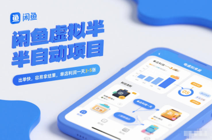 闲鱼虚拟半自动项目，出单快，容易拿结果，单店利润一天3-5张-知一资源网