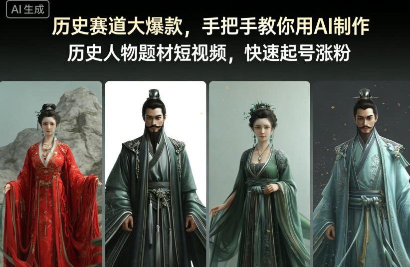 历史赛道大爆款，手把手教你用AI制作历史人物题材短视频，快速起号涨粉-知一资源网