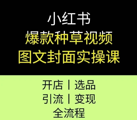 小红书爆款种草视频图文封面实操课，开店、选品、引流、变现全流程-知一资源网