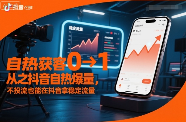 自热获客从0到1之抖音自热爆量，不投流也能在抖音拿稳定流量-知一资源网