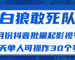白狼敢死队最新抖音短视频批量起影视号(一天单人可操作30个号)视频课程-知一资源网