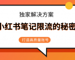 小红书笔记限流的秘密,被限流的笔记独家解决方案,打造高质量账号(共3节视频)-知一资源网