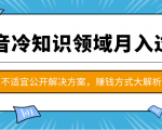 抖音冷知识领域月入过万项目,不适宜公开解决方案 ,抖音赚钱方式大解析!-知一资源网