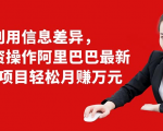 利用信息差异，零投资操作阿里巴巴最新管道项目轻松月赚10000+-知一资源网