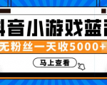 赚钱计划：抖音小游戏蓝海项目，无粉丝一天收入5000+-知一资源网