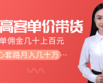 抖音高单价带货项目,一单佣金几十上百元,核心套路月入几十万(共3节)-知一资源网