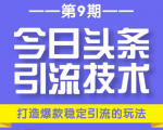 今日头条引流技术第9期,打造爆款稳定引流 百万阅读玩法,收入每月轻松过万-知一资源网