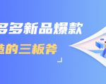 拼多多新品爆款打造的三板斧，快速提升销量+转化+点击率（视频课程）-知一资源网