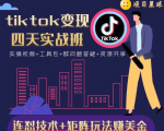 tiktok变现四天实战班,连怼技术+矩阵玩法赚美金!价值998元-知一资源网