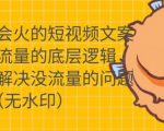 只说话就会火的短视频文案课,从根本上解决没流量的问题-知一资源网