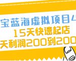 淘宝蓝海虚拟项目4.0,15天快速起店,单天利润200到2000元-知一资源网