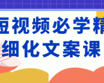 短视频必学精细化文案课，提升你的内容创作能力、升级迭代能力和变现力（价值333元）-知一资源网